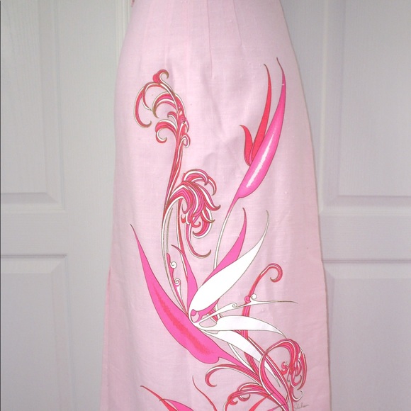 Vintage 70s ALFRED SHAHEEN Signed PINK Maxi Skirt - Picture 2 of 15